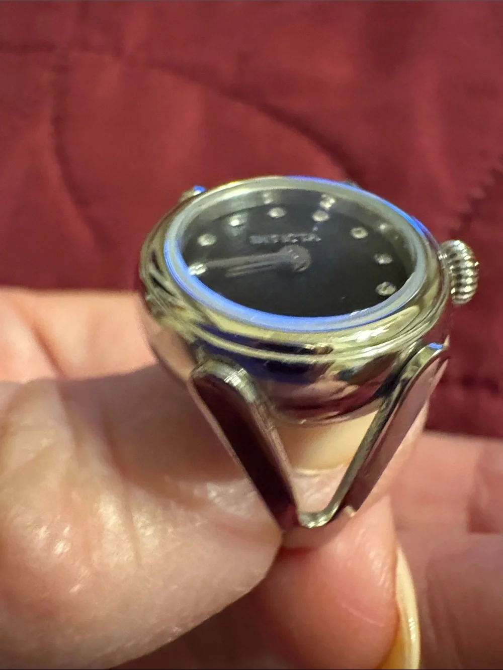 Adjustable Invicta Angel Ring Watch with Black Dial